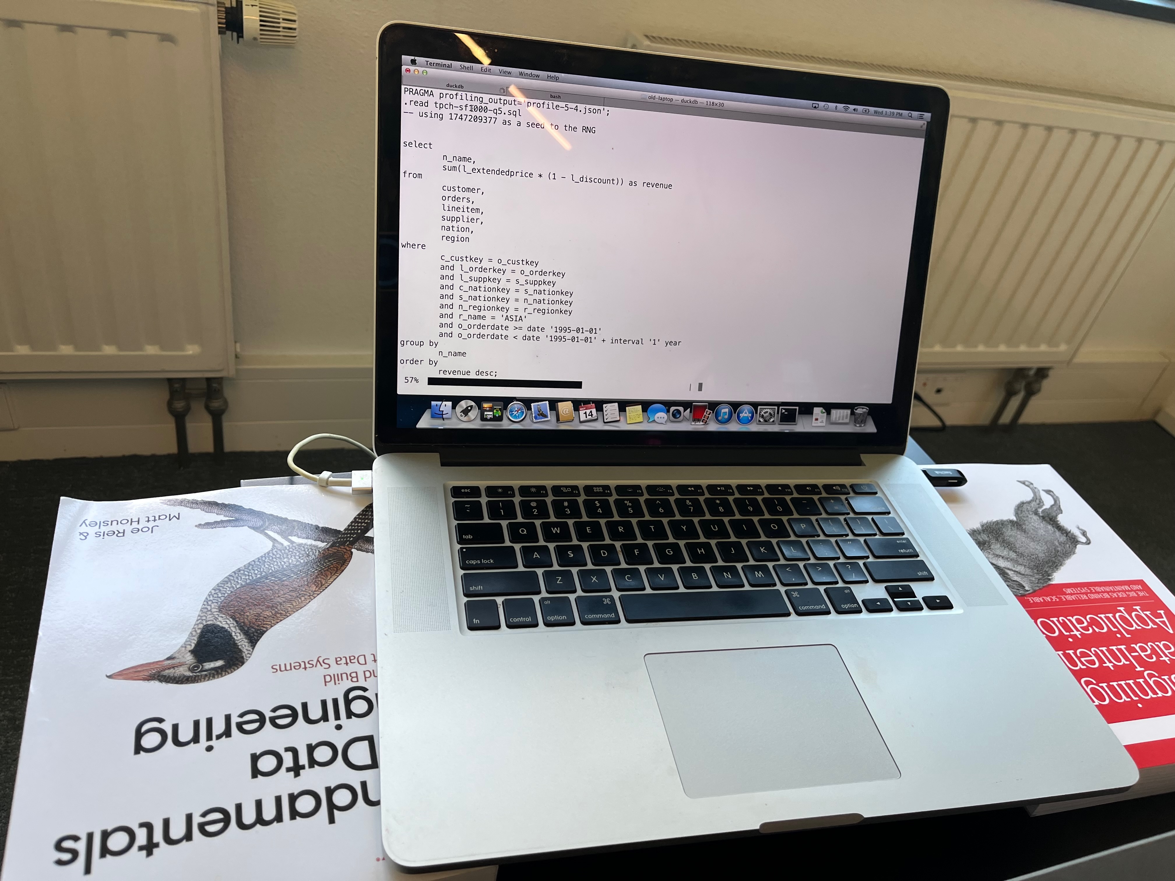 Laptop in the process of running queries